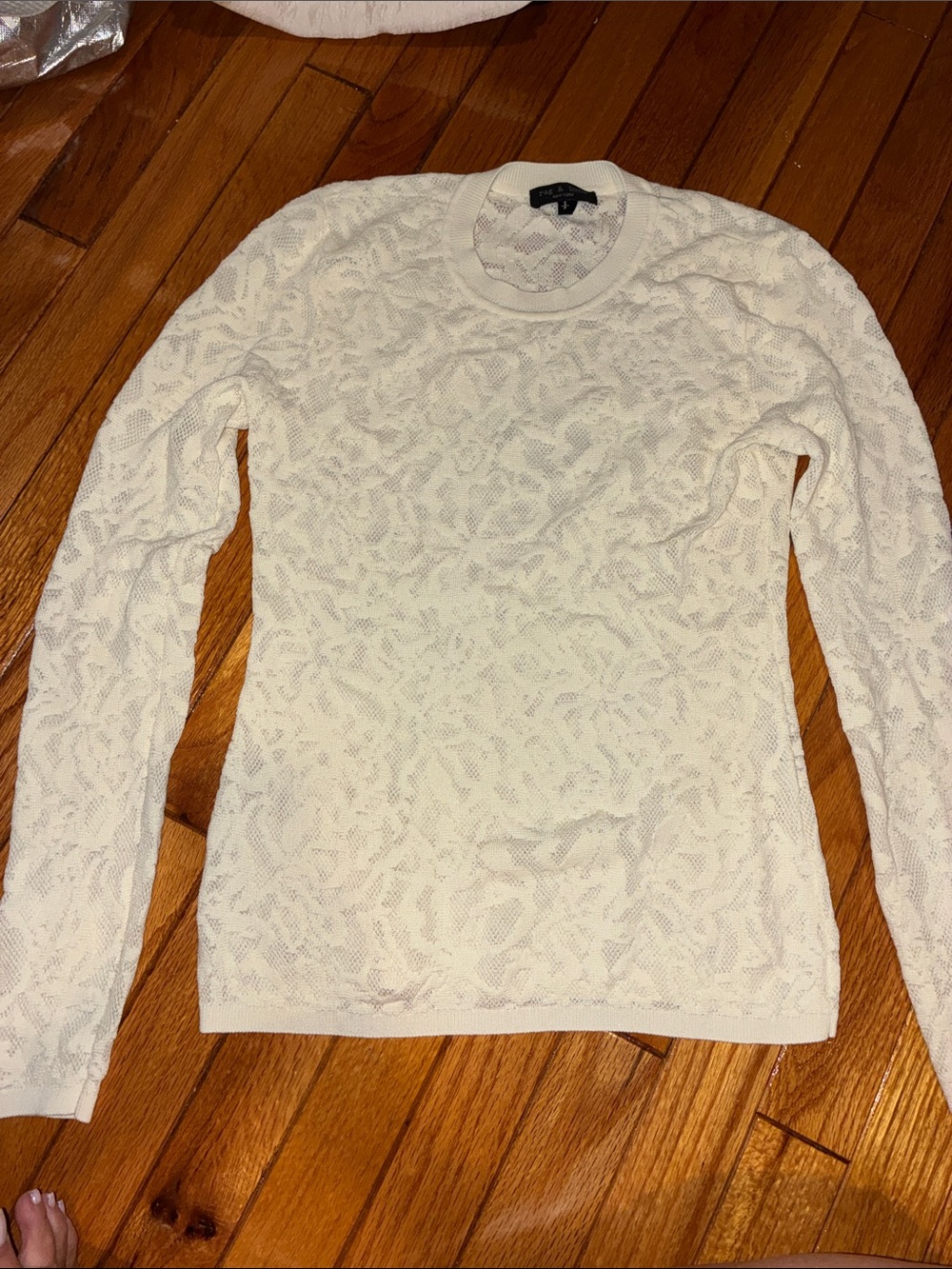 Rag & Bone Cream Lace Knit Long-Sleeve Top - Women